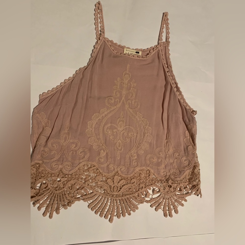 La Hearts Pink Lace Tank Top